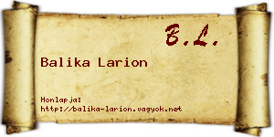 Balika Larion névjegykártya